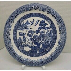Churchill Blue Willow Round  Serving Platter Staffordshire England 12.5"